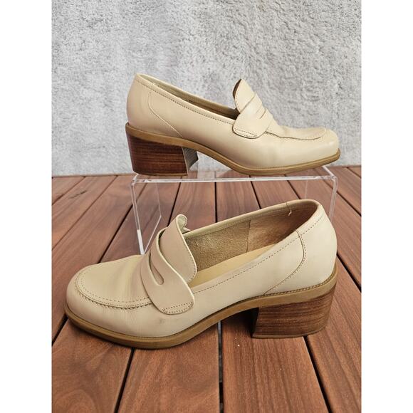 Vintage 90s Westies Platform‎ Cream Penny Loafers Chunky Heel y2k Retro 7M 7 - Picture 1 of 4